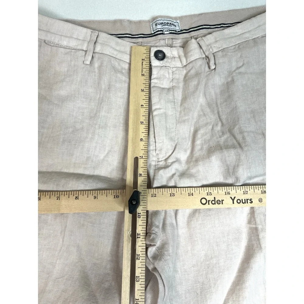 Europann Men's Dylan 100% Linen‎ Pant Trouser Pale Size US 40